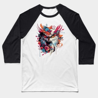 Abstract colorful eagle with feathers and flowers Baseball T-Shirt